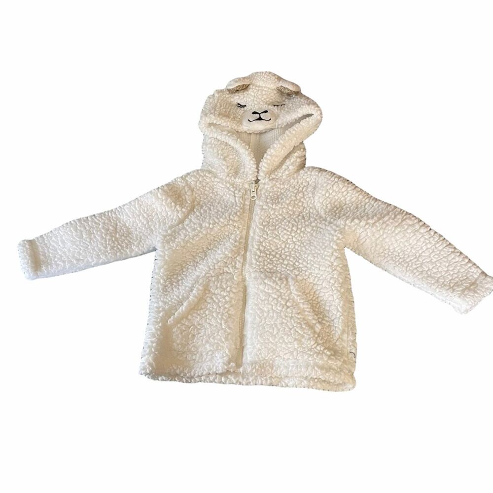 OshKosh B’gosh white fleece full zip lamb jacket 12-18 months